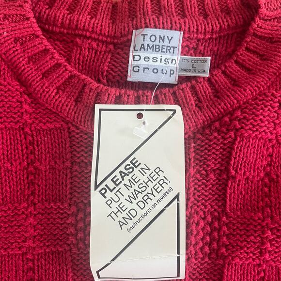 NWT Vintage Tony Lambert Design Group Men's Large Sweater Red USA Made - Picture 2 of 6
